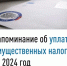 Напоминание об уплате имущественных налогов за 2024 год - Кугарчинский район